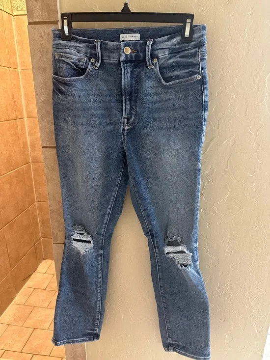 Good American Women's Mid Wash Blue Jeans 6/28 - Picture 4 of 5